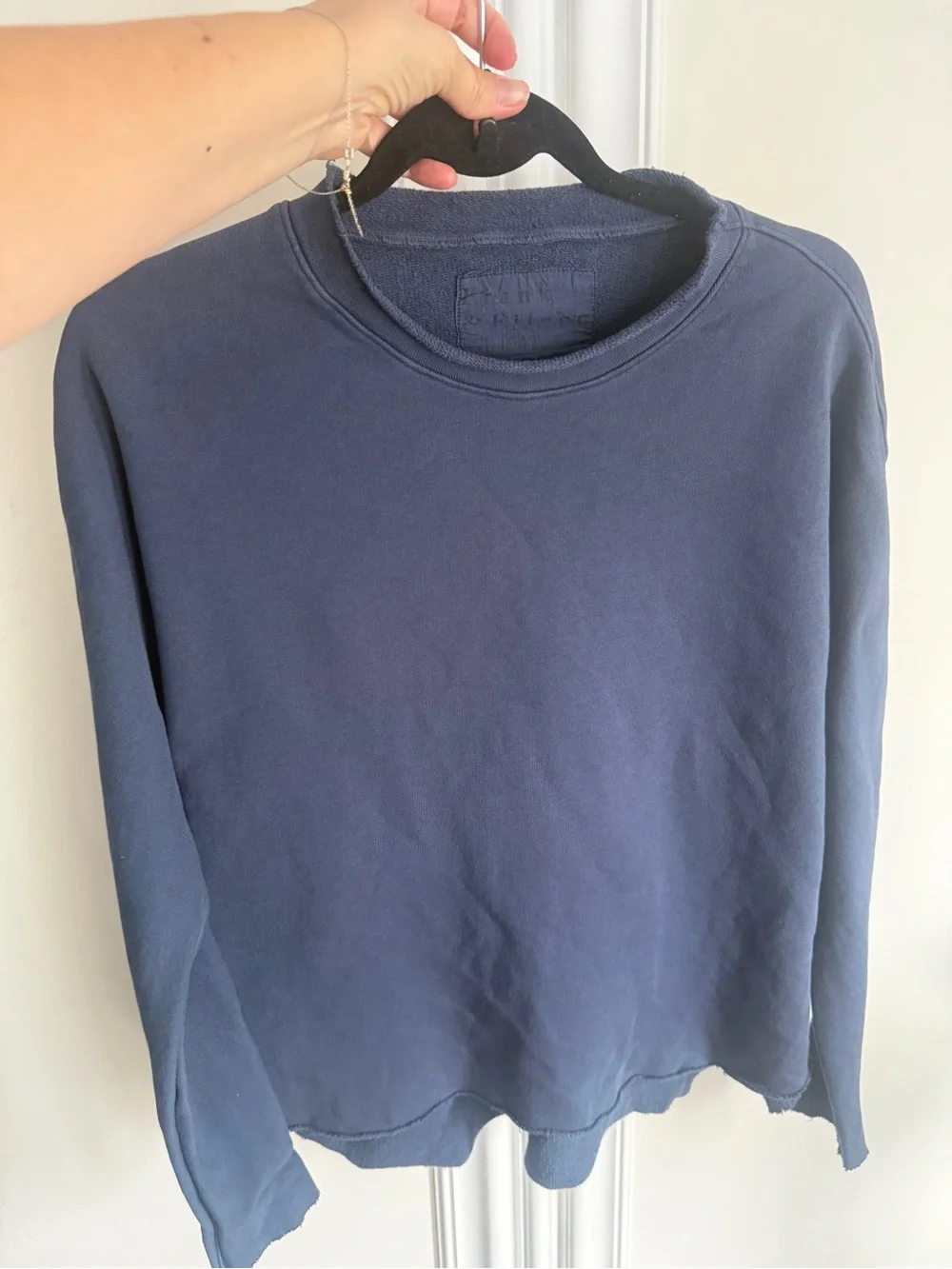 Frank & Eileen Anna Long-Sleeve Capelet Sz Xs in Blue Triple Fleece
